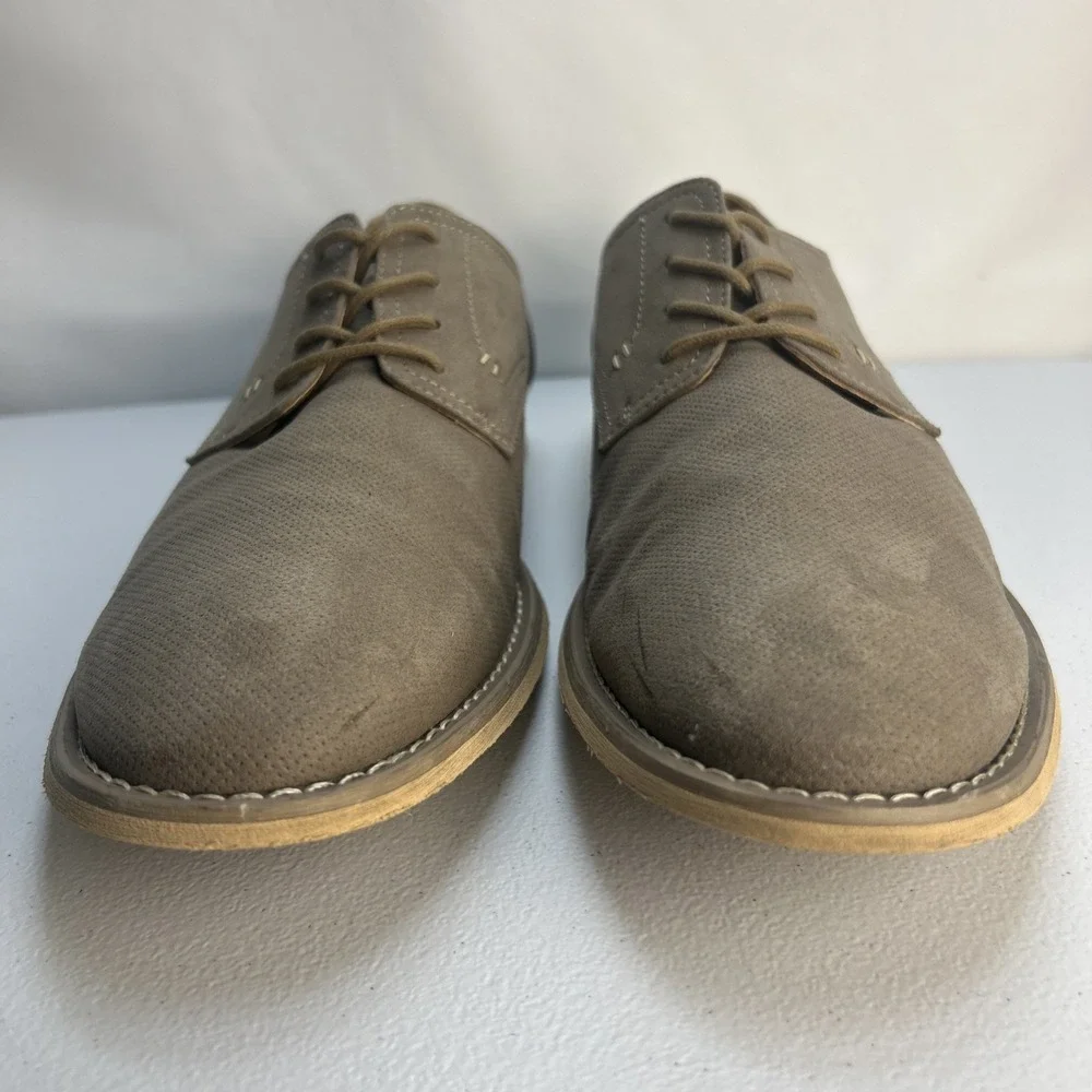 JF J.Ferrar Men's Casual Oxford Shoes Size 10 M Gray Taupe Perforated Derby